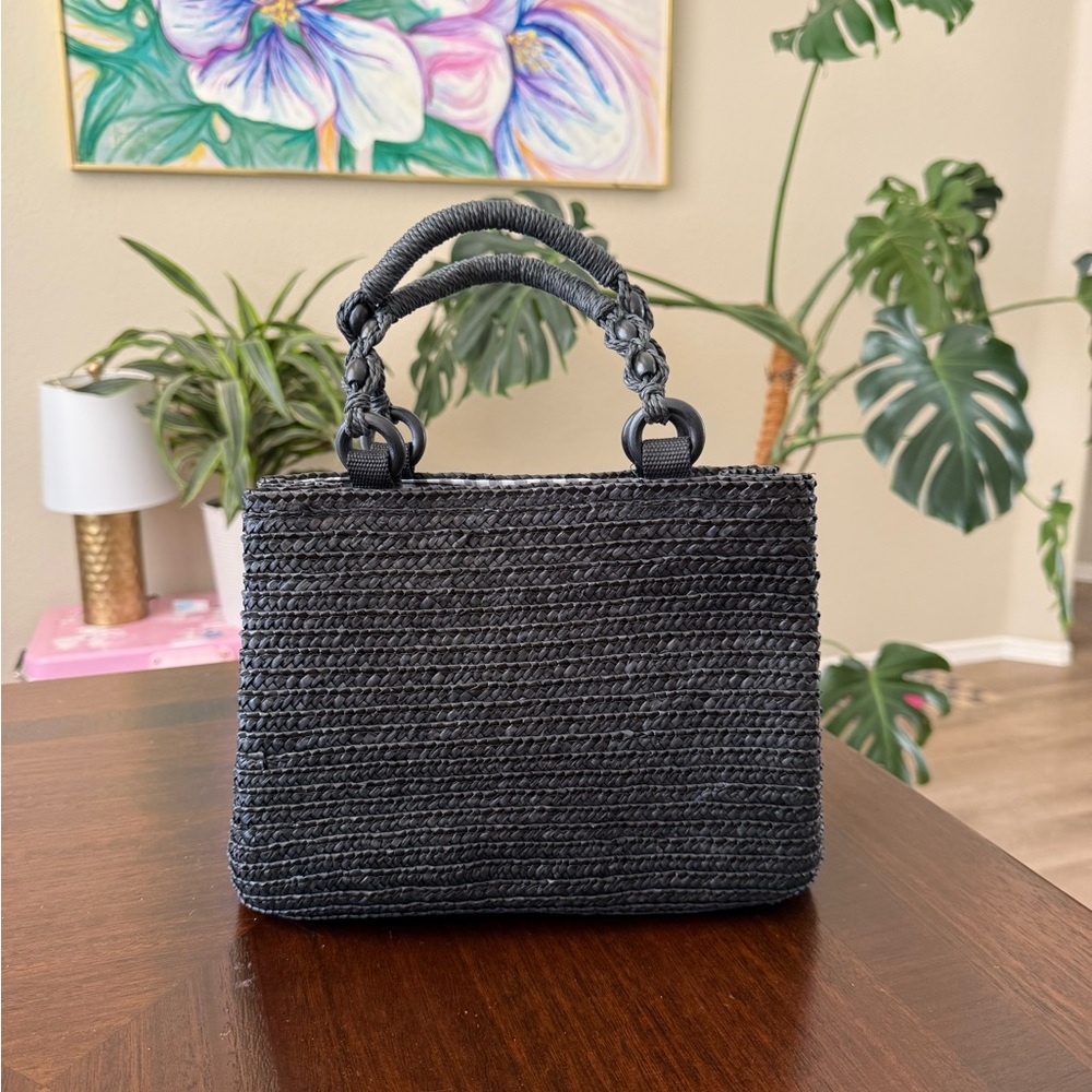 Vintage Black Woven Shoulder Bag